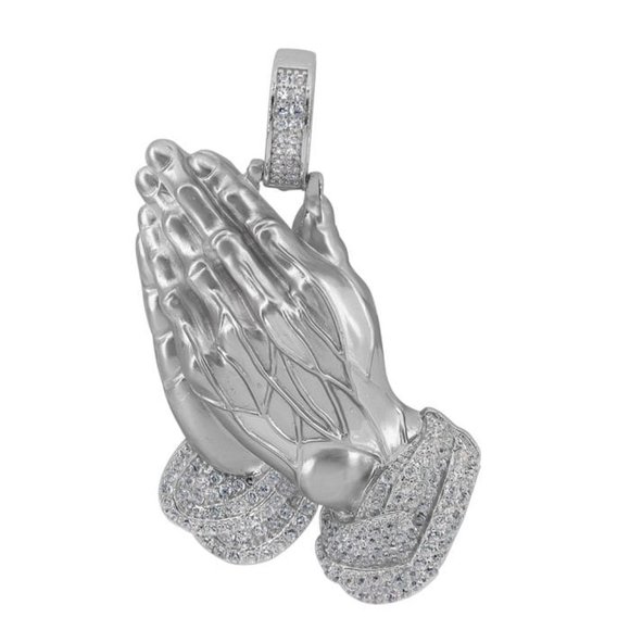 Sterling Silver Praying Hands Pendant - Picture 1 of 2